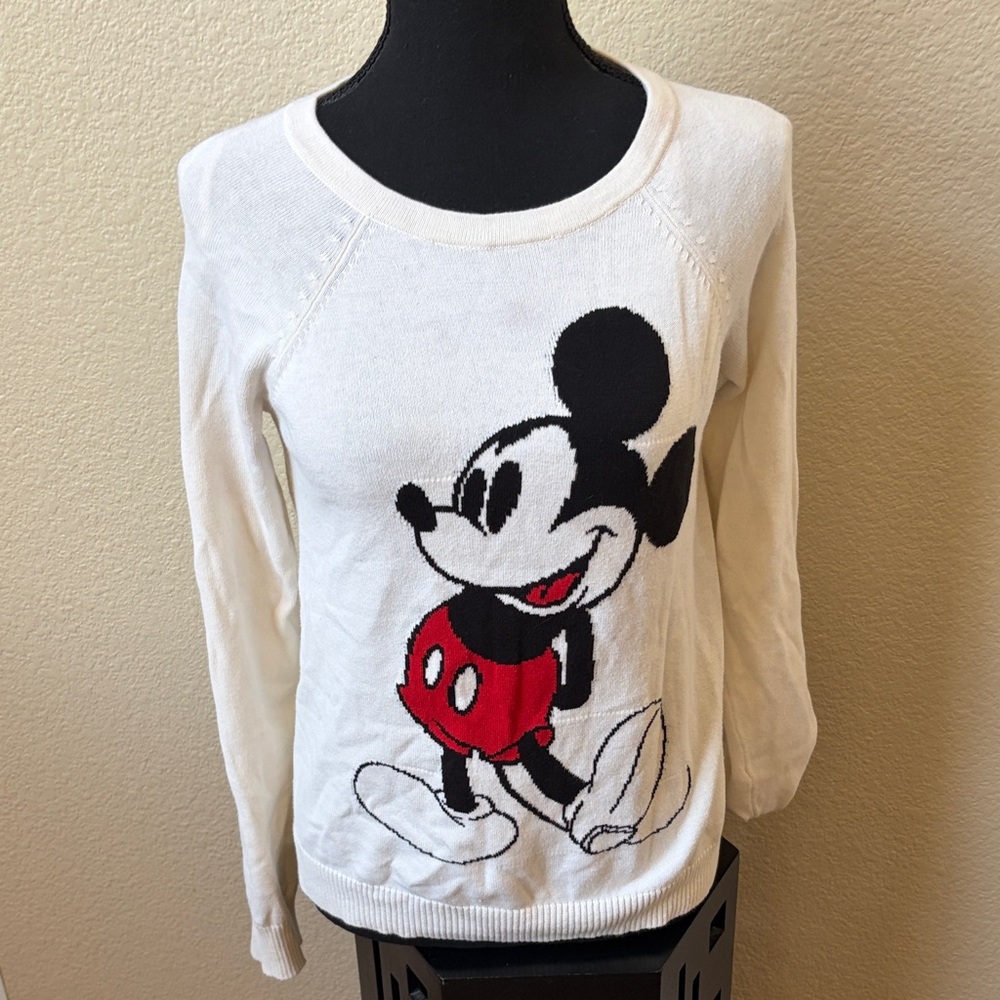 Disney Mickey Mouse Ivory Cotton Knit Sweater XS